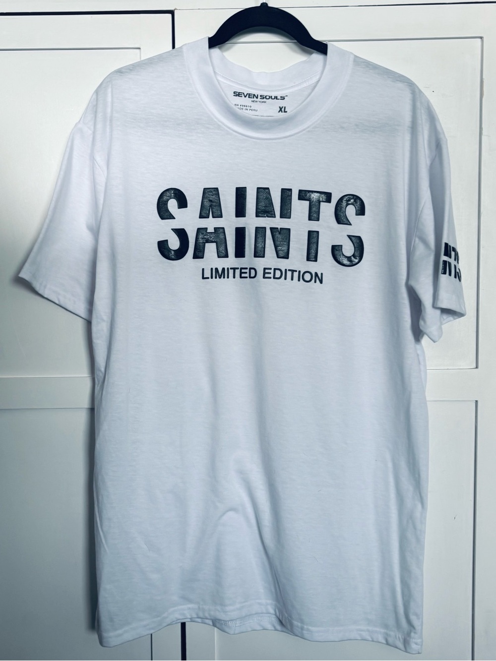 SEVEN SOULS White 'SAINTS' Limited Edition Men's Short Sleeve Tee